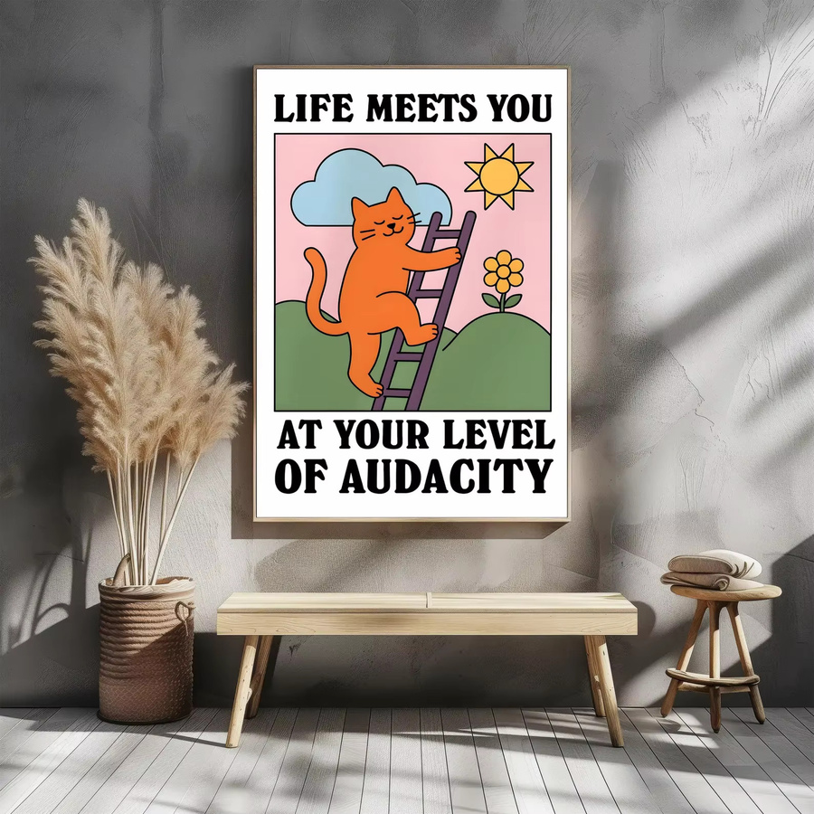Audacious Cat Poster von SHENCHEN – Motivierender Retro-Wandkunstdruck mit Katzen-Illustration im Vintage-Stil - Bild 3