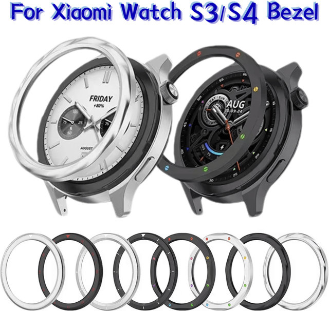 EOENKK Edelstahl-Metall-Lünettenring in Silber als kratzfester Displayschutz für deine Xiaomi Watch S4 S3 - Bild 1