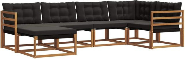 vidaXL Outdoor-Sofagarnitur 18-tlg. aus Akazienholz mit Kissen in Braun und Schwarz - Bild 1