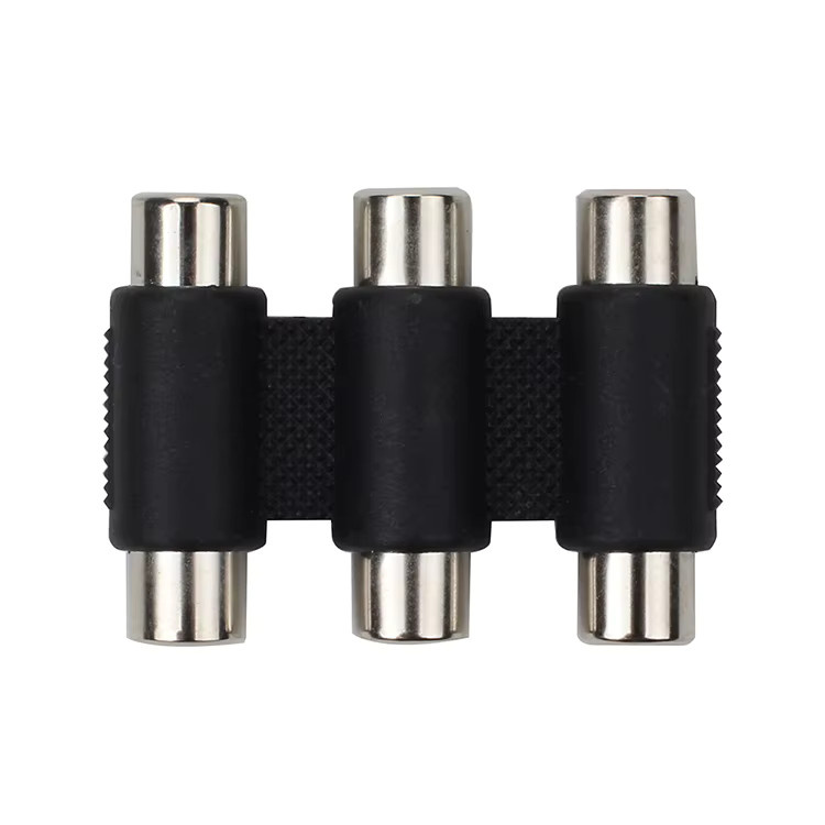 BSN 3RCA Adapter Buchse auf 3RCA Buchse RCA AV Koppler in Schwarz - Bild 2