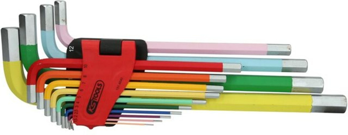 KS Tools Innensechskant-Winkelstiftschlüssel-Satz aus gehärtetem Stahl, 14-teilig, extra lang, multicolor - Bild 2