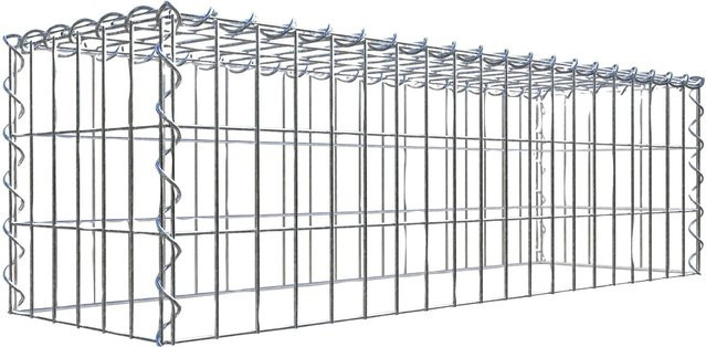 Gabiona Gabione-Anbaukorb Typ 3 aus Stahl in Silbergrau, B/T/H: 30 x 30 x 100 cm, Maschenweite 5 x 10 cm - Bild 1