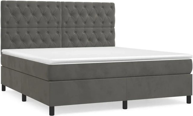 vidaXL Boxspringbett mit Matratze Dunkelgrau Samt B/T: 160 x 200 cm - Bild 1