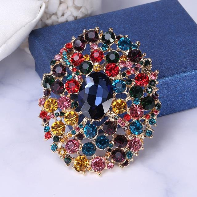 YIRAN Jewelry Brosche, Kristall-Strass, Glas, schwarz, Damen - Bild 1