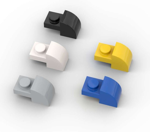 SixBricks 5841 Gebogene 2x1 Mit Einbau Stud Hang Bausteine Kit, 10-teiliges Set - Bild 1