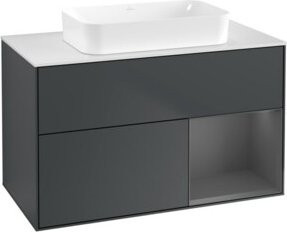 V&B Finion Waschtischunterschrank mit Wandbeleuchtung, Breite: 100 cm, Lackierung: Mattblau - Bild 1