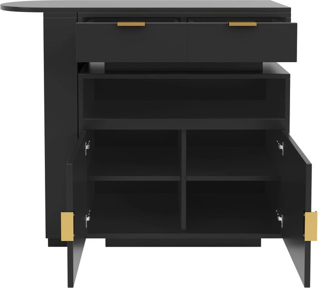 okwish Bartisch mit Stauraum und LED Beleuchtung in Schwarz, B/T/H: 183 x 115 x 40 x 99 cm - Bild 1