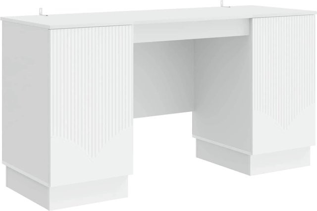 vidaXL Schreibtisch mit Regal in Weiß aus Holzwerkstoff, B/T/H: 142,5 x 50 x 75 cm - Bild 1