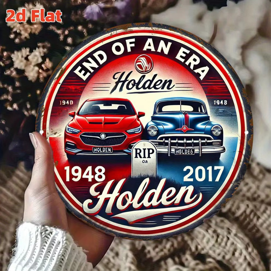 HELLOYOUNG Holden Car Memorial Badge End of an Era Vintage Auto Art, rund, Metall, mehrfarbig, Durchmesser: 20 cm - Bild 4