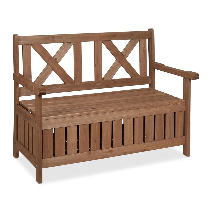 Relaxdays Gartenbank aus Tannenholz in Dunkelbraun mit Stauraum im Landhausstil, B/T/H: 115 x 60 x 85 cm - Bild 2
