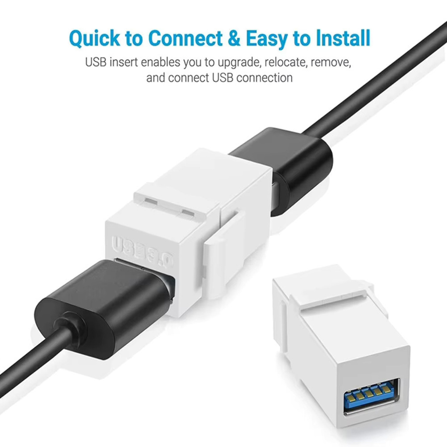USB 3.0 Keystone-Buchse auf Buchse Adapter Set in Schwarz - Bild 2