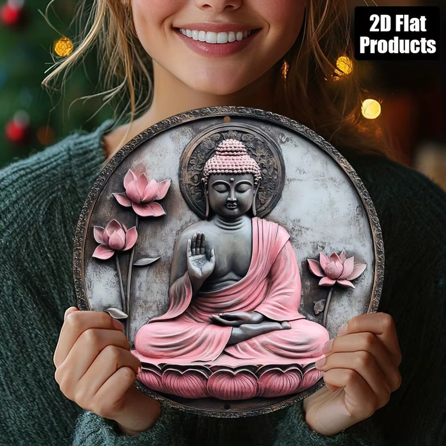 HELLOYOUNG Buddha Metall-Wandkunst aus Eisen zur Meditation, Durchmesser: 20 cm - Bild 4
