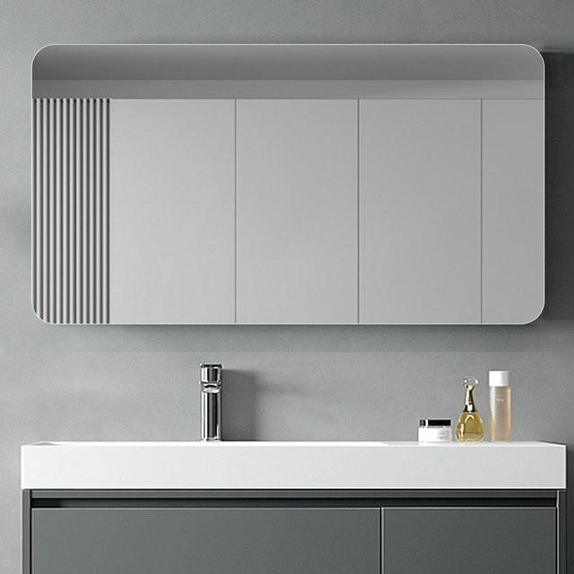 BOMP Rechteckiger Badezimmerspiegel mit LED-Licht, Wandmontage, Transparent, B: 70 cm, H: 90 cm - Bild 1