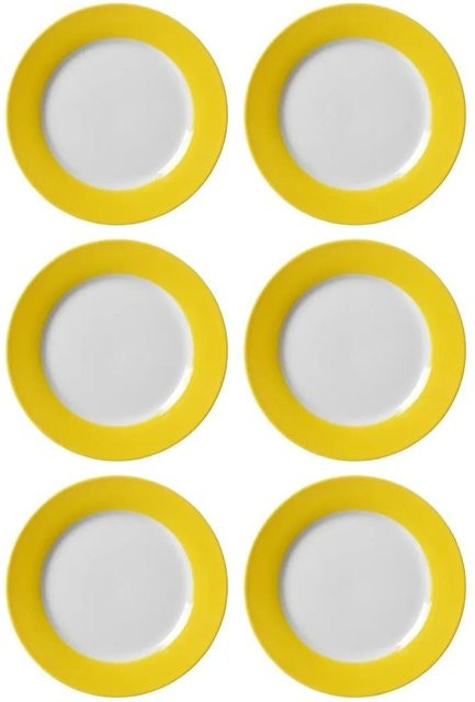 Ritzenhoff & Breker DOPPIO Dessertteller aus Porzellan, Gelb, 6er Set, Durchmesser: 20 cm - Bild 1