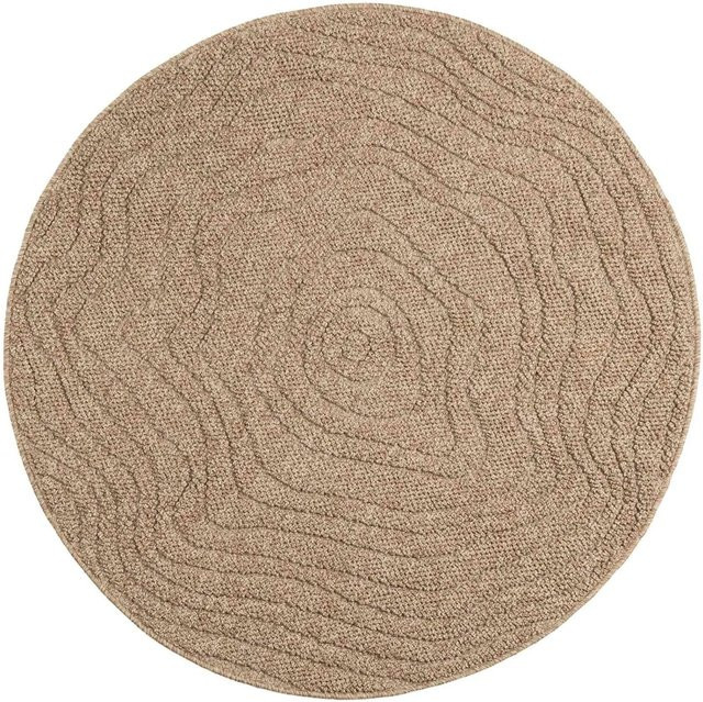 vidaXL Bereichsteppich Rund AGIRA Moiré in Natur Beige aus Polyester mit Ø 160 cm - Bild 1