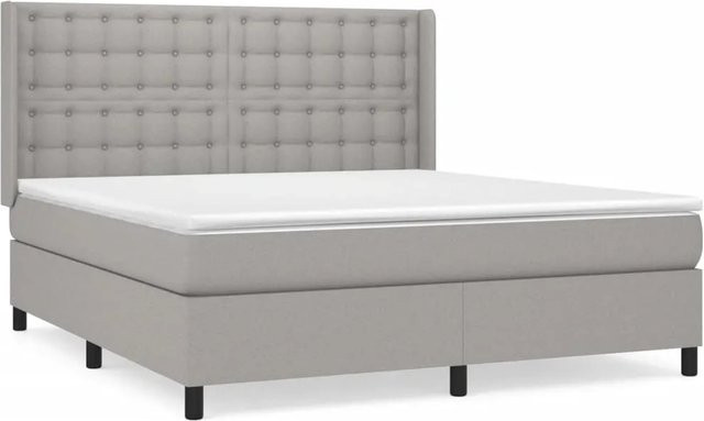 vidaXL Boxspringbett mit Matratze Hybrid-Design in Hellgrau, B/T/H: 180 x 200 x 118 cm - Bild 1