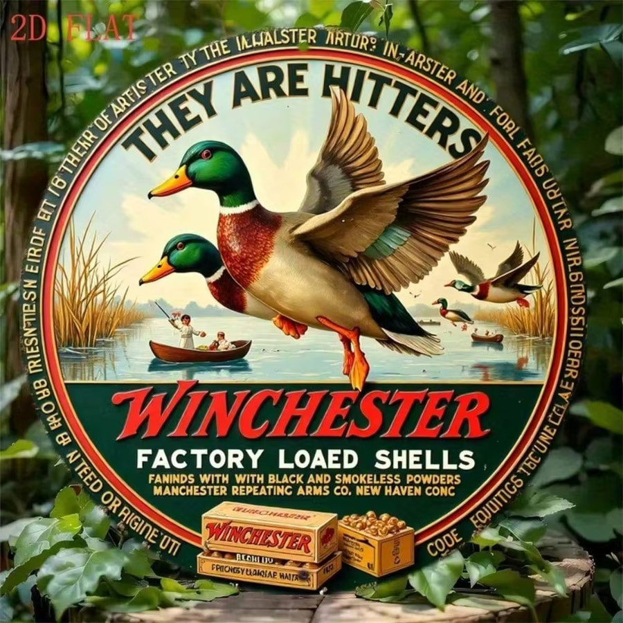 CIFBUY Vintage Winchester Enten Metallschild Wanddekoration, B/H: 20,32 x 20,32 cm, Mehrfarbig - Bild 2