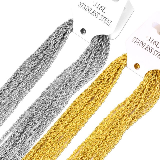 Halskette Twisted Seil Kette, Edelstahl, Unisex, 2mm - Bild 1