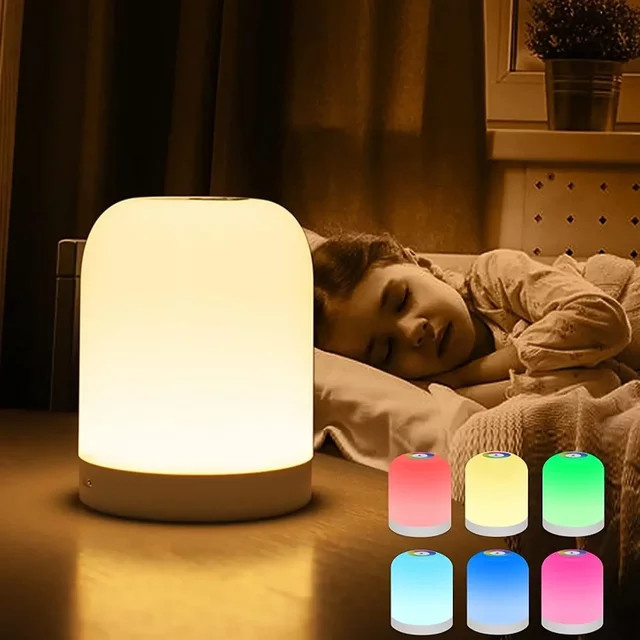 Lyfs LED Nachtlicht mit USB-Ladefunktion, kabellose Touch-Steuerung und Fernbedienung, bunte RGB-Atmosphärenlampe für Schlafzimmer und Wohnzimmer, Weiß - Bild 1