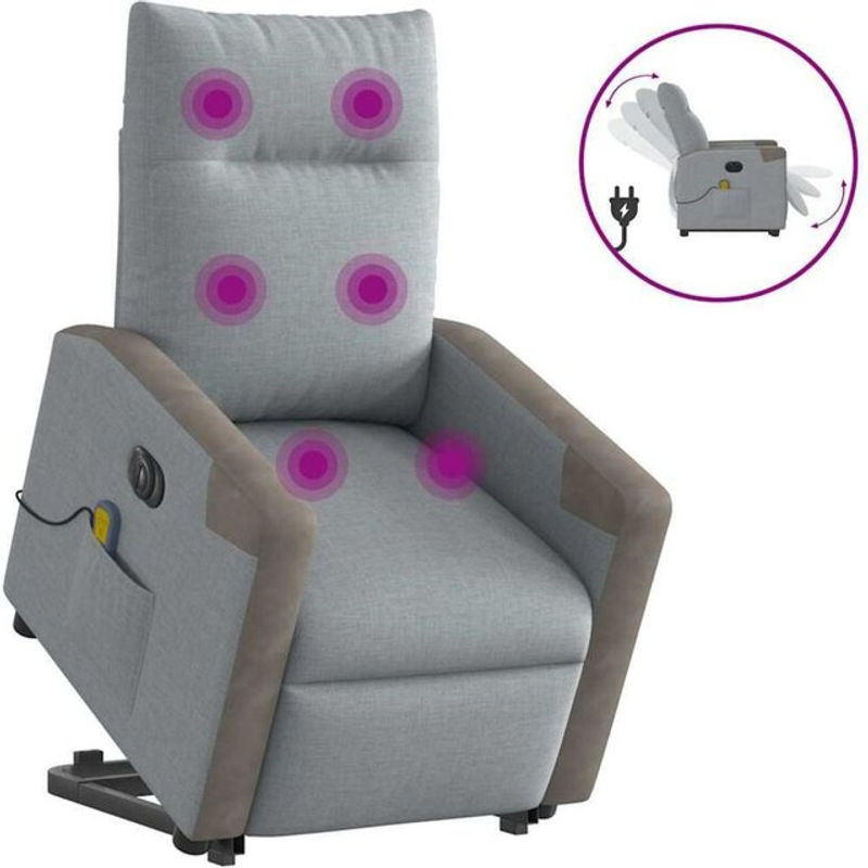 Vidaxl Elektrischer Massagesessel mit Aufstehhilfe in Grau aus Stoff - Bild 1