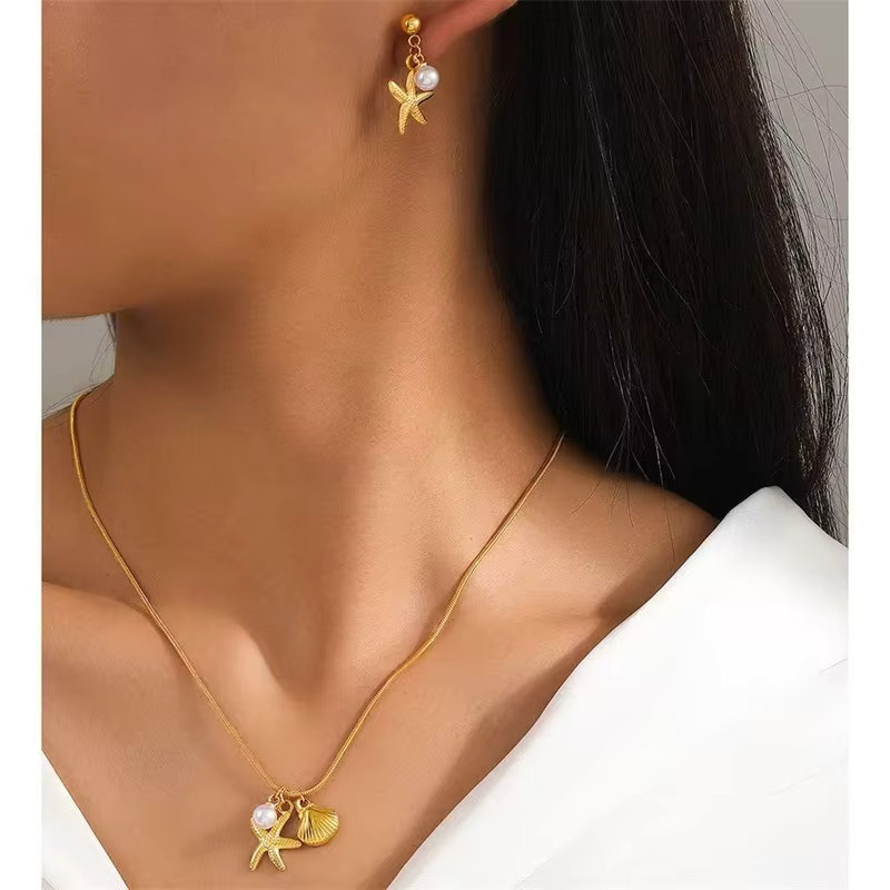 EILIECK Schmuck-Set, Edelstahl, Perle, Gold, Damen - Bild 3