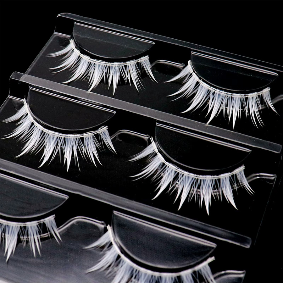 3 Paar Anime-Wimpern, weiß, 3D-flauschig, Unisex - Bild 4