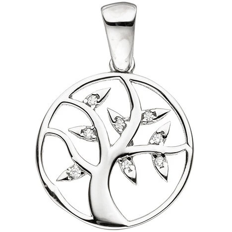 Colfem Anhänger Lebensbaum, 925 Sterling Silber, Zirkonia, Unisex - Bild 1