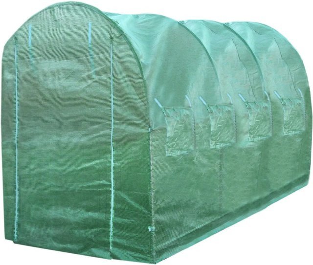 Monstershop Polytunnel Gewächshaus Grün aus Polyethylen mit verzinkten Eisenrohren B: 4 m, T: 2 m, H: 2 m - Bild 1