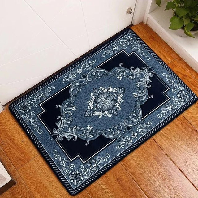 Lodestar Bohemianischer Retro-Teppich in Blau, maschinengefertigt, mit Anti-Rutsch-Funktion und Waschbarkeit, B/T: 50 x 30 cm - Bild 1