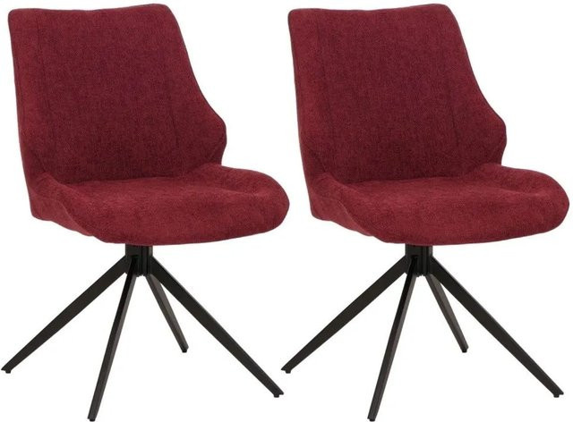 2er-Set MCW Esszimmerstuhl O48 in Bordeaux mit drehbarer Auto-Return Funktion aus Textil Chenille und Öko-Tex Zertifizierung - Bild 2