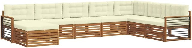 vidaXL Sofagarnitur 8-teilig aus Massivholz Akazie in Natur und Creme mit Polsterung und L-Form - Bild 1