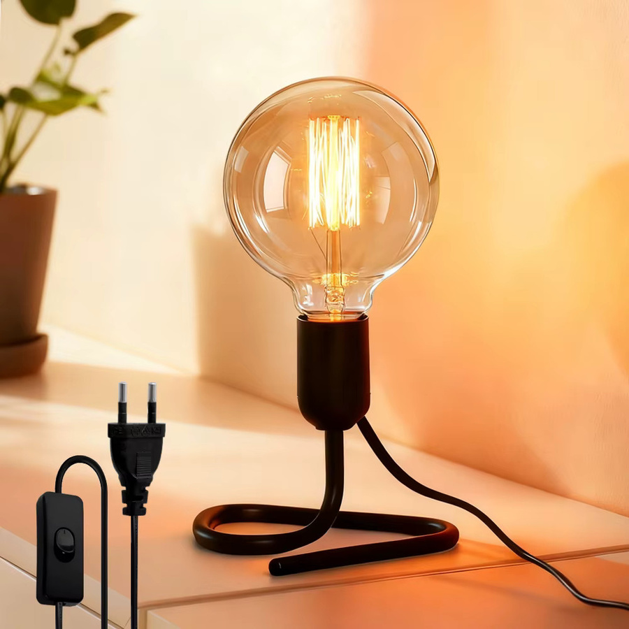 PARKSON Vintage Tischlampe aus Holz mit E27 Fassung im Retro-Design für Schlafzimmer und Nachttisch - Bild 5