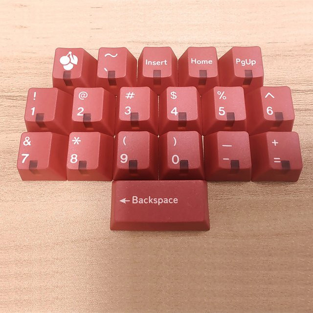 Personalisierte Retro Tastenkappen Set mit PBT-Farbsublimation, 18 Tasten im R4-Profil, Blau und Rot mit digitalen Symbolen - Bild 1