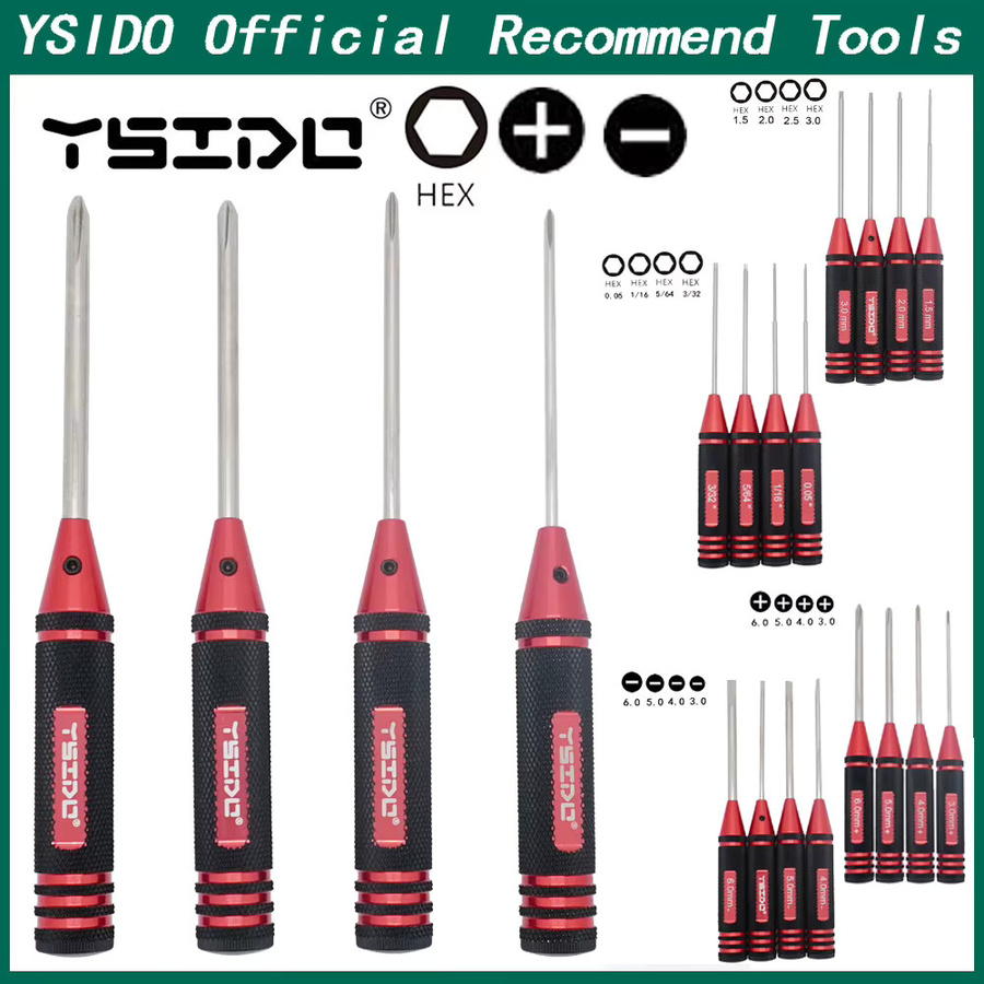 Ysido 4 in 1 Schraubendreher Set mit Innensechskant und Allen Treibern in Rot für RC Auto, Boot, Drohne und iPhone Reparaturen - Bild 2