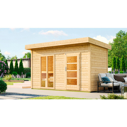 WEKA Saunahaus Farsund mit Vorraum, bodentiefem Fenster und 9 kW BioS Technik in Natur, B/H/T: 415 x 253 x 250 cm - Bild 2