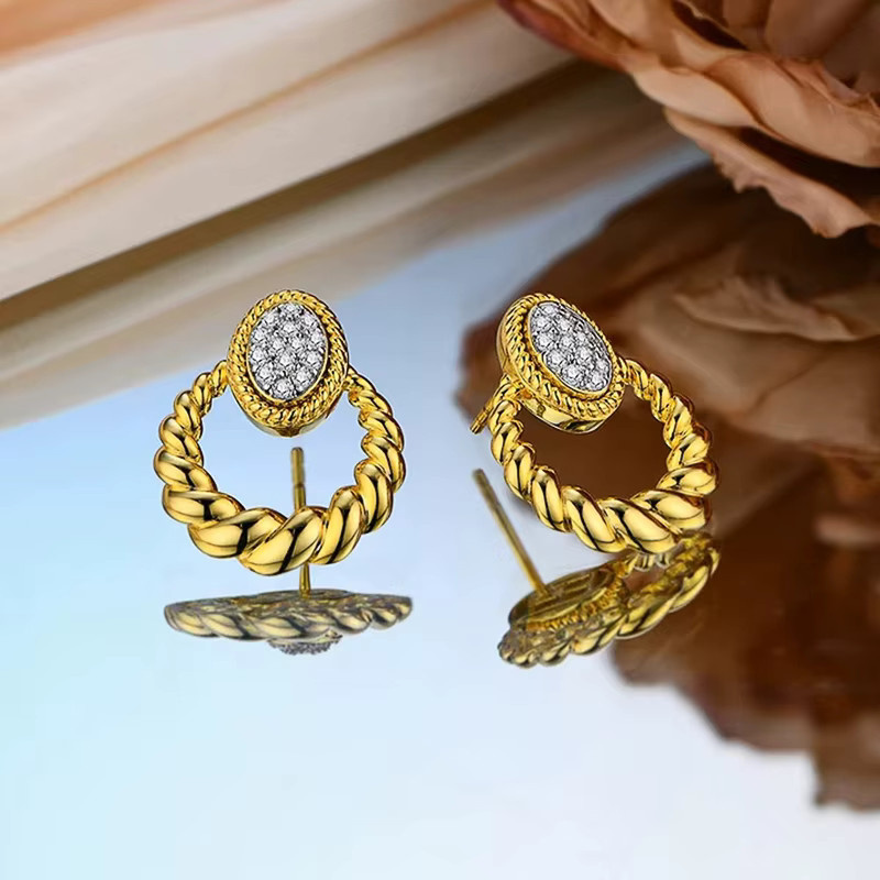 Huitan Ohrringe, Gold Farbe, Zirkonia, Damen - Bild 4