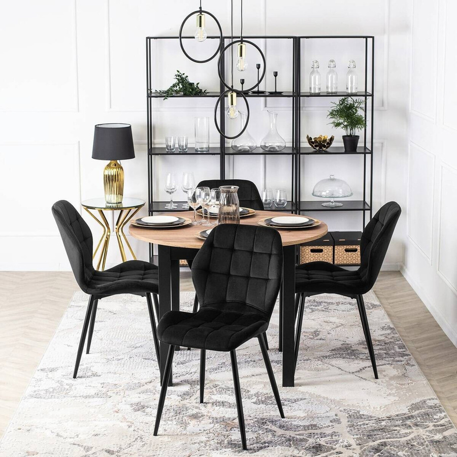 Stuhl LUCKY von WIPMEB in Schwarz aus Velourstoff mit Metallgestell und quadratischen Steppnähten, B/H/T: 47 x 86 x 58 cm - Bild 3