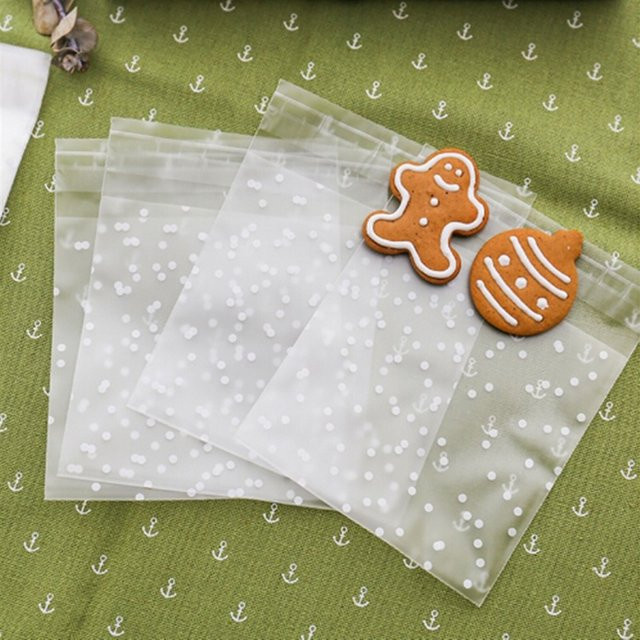 100 Stück Beeinch Cellophan Beutel mit Polka Dot Muster, transparente selbstklebende Kunststoff Geschenktüten für Candy, Cookies und Party-DIY - Bild 1