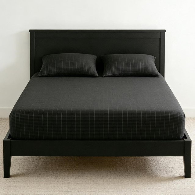 Erdungsbettlaken aus Baumwolle mit Erdungskabelset von QINGLONG GOODS, Schwarz, B: 60 cm, L: 265 cm - Bild 1