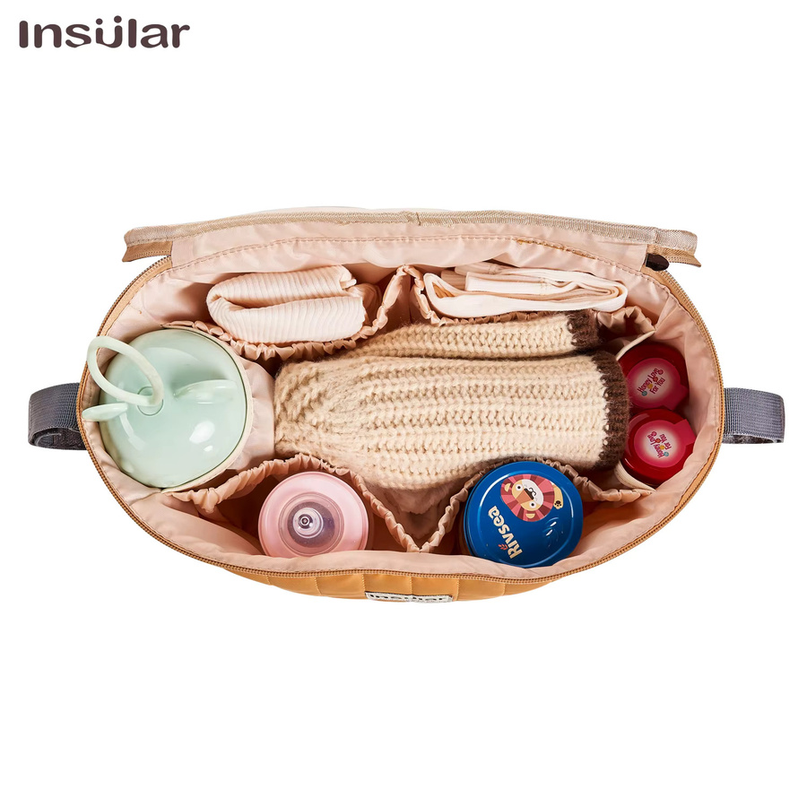 Gelbe Windeltasche für den Kinderwagen mit großem Fassungsvermögen und Flaschenhalter für unterwegs - Bild 4