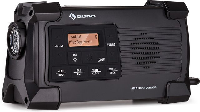 Auna Patagonia DAB+ Outdoor-Radio mit Kurbelaufladung und USB-C, wasserdicht, Schwarz - Bild 1