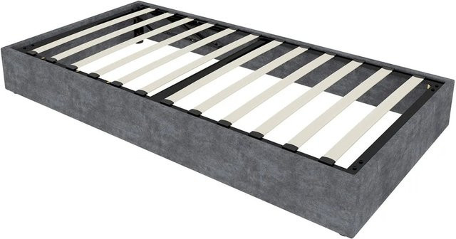 okwish Bettgestell mit Hydraulik aus Samt in Grau, B/T/H: 90 x 200 x 30 cm - Bild 1