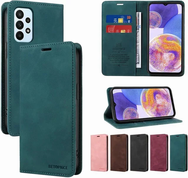 Leder-Brieftaschen-Hülle für Samsung Galaxy A53 5G, A73, A33, A23, A13, A04, M12, M22, M32, M23, M13, M14, M54, F12, F23, F04, F14 in Rot - Bild 1