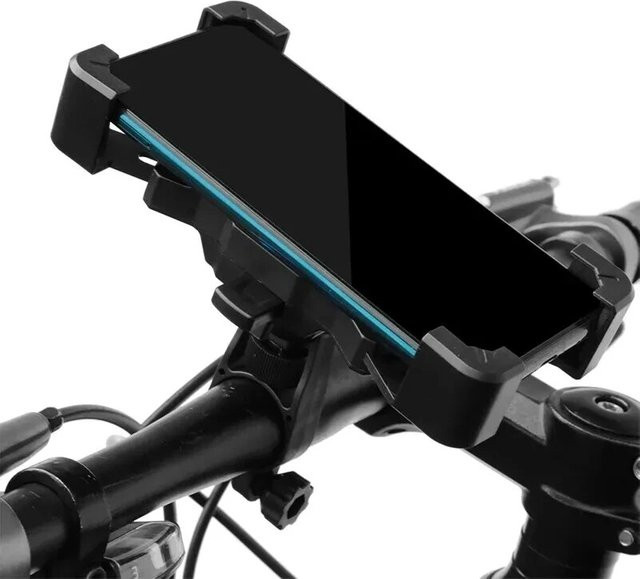 PHONEPACE 360 Grad drehbarer und rutschfester Fahrrad-Handyhalter in Schwarz, universelle Halterung für MTB, Fahrrad, Motorrad und Roller - Bild 1