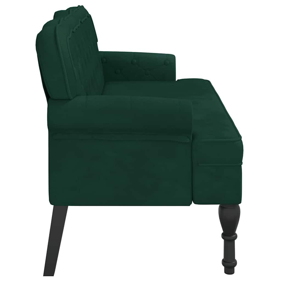 vidaXL Sitzbank mit Rückenlehne in Dunkelgrün aus Samt im Antik-Stil, B/T/H: 119,5 x 64,5 x 75 cm - Bild 4