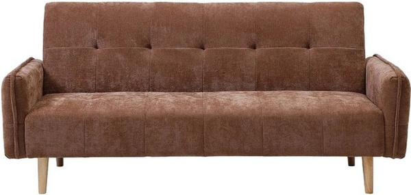 Vente-unique Schlafsofa Soniata in Braun mit Click-Clack-Funktion und gestepptem Effekt, Breite: 208 cm