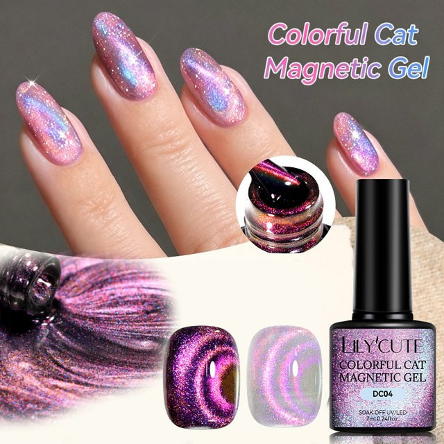 LILYCUTE Magnetischer Nagellack, Regenbogen Katzenaugen, 7 ml, Glänzend - Bild 1