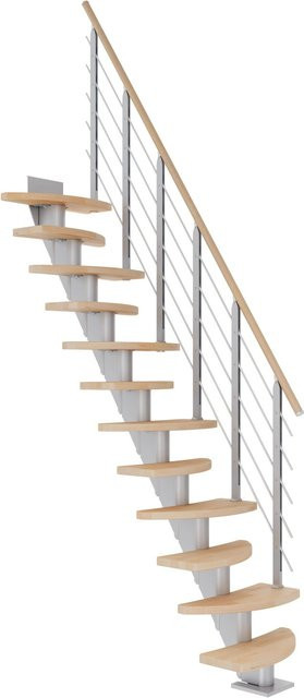 Dolle Mittelholmtreppe Berlin Spiraltreppe aus Buche in Perlgrau, Höhe: 292 cm, Breite: 64 cm - Bild 1