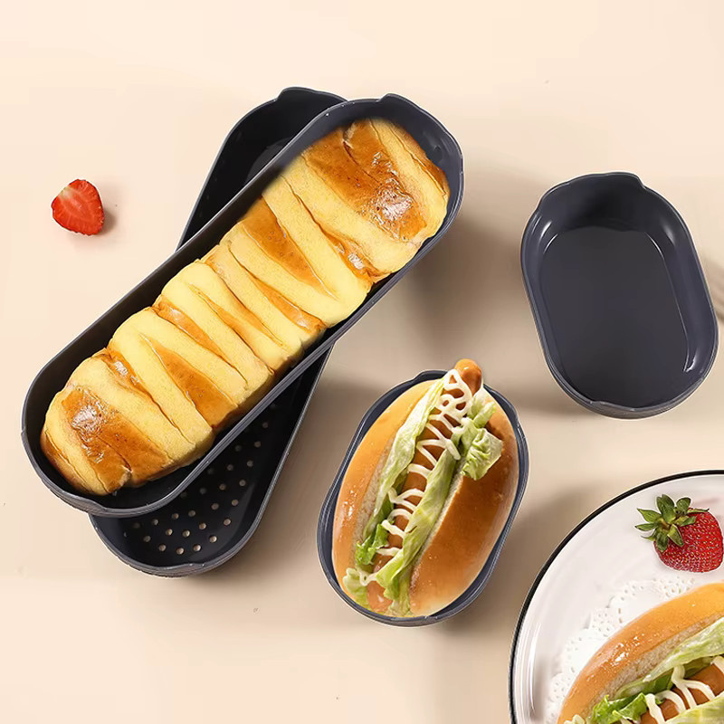 Venlohome Antihaft Silikon Hot Dog Brötchen Form und Brotbackform in Grau - Bild 3