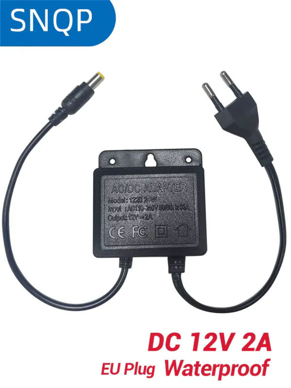 SNQP Wasserdichter DC12V 2A Netzadapter mit EU-Stecker für CCTV-Kameras, NVR und DVR, Schwarz, Anschlussgröße 5,5 x 2,1 mm - Bild 7